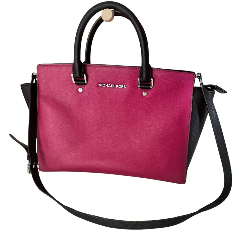Michael Kors Fuchsia and Black Satchel - Picture 4 of 16